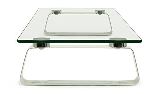 Mount-It! Glass Computer Monitor Riser and Laptop Stand | Clear Flat Screen Display Stand, Desktop Shelf and Organizer, Glass and Aluminum Construction, 22 Inches Wide, 44 lb Carrying Capacity