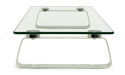 Mount-It! Glass Computer Monitor Riser and Laptop Stand | Clear Flat Screen Display Stand, Desktop Shelf and Organizer, Glass and Aluminum Construction, 22 Inches Wide, 44 lb Carrying Capacity