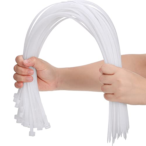 Nuanchu 100 Pcs Zip Ties Heavy Duty Cable Ties for Indoor and Outdoor Binding Fences, Awnings Tying, Branches Bundling of Crops(24 Inch,White) - color: White, size: 24 Inch