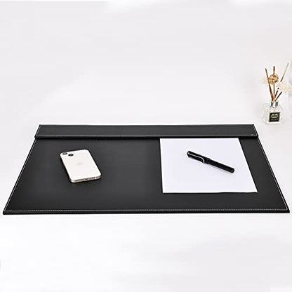 KINGFOM Ultra-Smooth PU Leather Desk Pad & Mat Office Desk Drawing & Writing Board A3/ A4 File Paper Clip Table Protector Mat on Top Large 24''x18'' (Black) - color: Black-a005