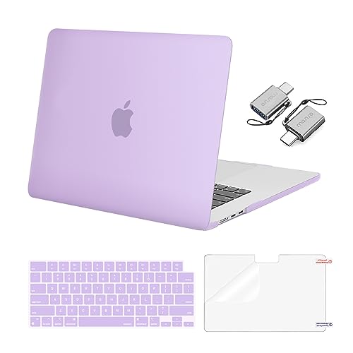 MOSISO Compatible with MacBook Air 15 inch Case M5 2026 M4 2025 M3 M2 2024 2023 A3448 A3241 A3114 A2941, Hard Shell&Keyboard Cover&Screen Film&Type C, Great for Study Travel Work, Purple - color: Purple