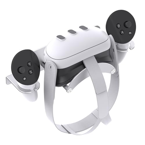 VR Wall Mount - Compatible with Meta Oculus Quest 3S/3/2/Pro/Rift-S, Aluminium VR Headset & Controller Hanger with Two Storage Options