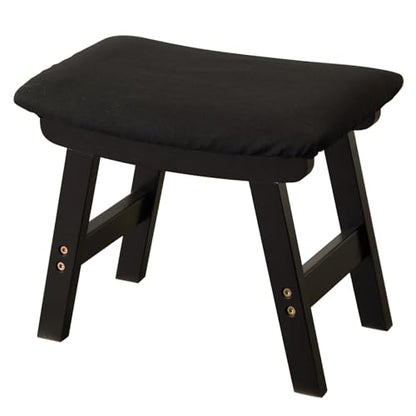 Kitsanery Foot Stool,Ottoman,Bamboo Small Sofa Foot Rest Under Desk,Extra Seating for Living Room, Bedroom and Kitchen (Black Stool Legs - Black Surface) - color: Black Stool Legs - Black Surface