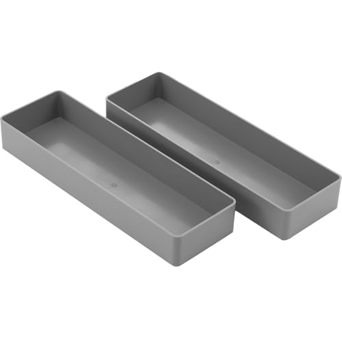 Teling 2 Pcs Grey Large Rectangular Desk Organizer Set, Half Accessory Tray, Plastic Tabletop Organizer for Office, Home, or Study, Dimensions: 9.45 x 2.95 x 1.38 Inches - color: Gray