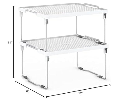 ums Kitchen Shelves Cabinet Organizer, Stackable Freezer Rack, Cupboard Box Organizer, Shelf Riser, Usable Storage Rack for Spice, Fridge Shelf Riser, (12x11 inch), Pack of 2