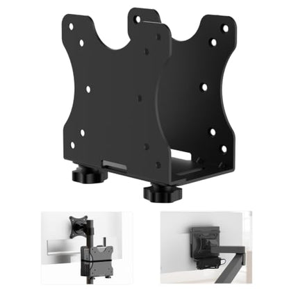 Yimaut Adjustable Mini PC Mount Bracket, VESA 75x75 & 100x100, Supports up to 12 lbs, Mount Behind Monitor, Under Desk, Wall, Monitor Arm or Stand Pole, Thin Client CPU Holder, Fits 0.63–2.76 in Wide