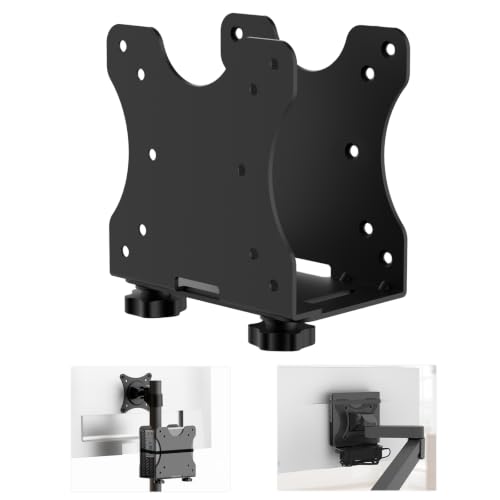 Yimaut Adjustable Mini PC Mount Bracket, VESA 75x75 & 100x100, Supports up to 12 lbs, Mount Behind Monitor, Under Desk, Wall, Monitor Arm or Stand Pole, Thin Client CPU Holder, Fits 0.63–2.76 in Wide