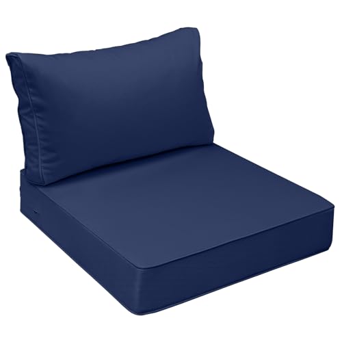 AAAAAcessories Outdoor Seat Cushions for Chairs, Fade-Resistant, Waterproof Patio Furniture Replacement Cushions, 24" x 24" x 5" + 24" x 13.5", Navy Blue - color: Navy Blue, size: 24"x24"x5" / 24"x13.5"