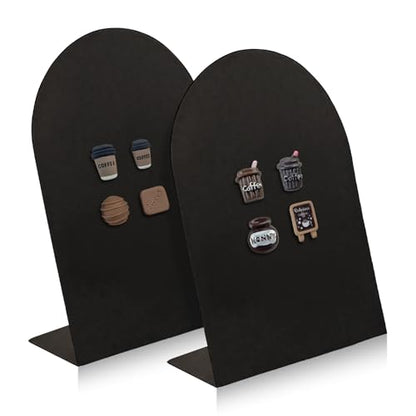 Desk Magnetic Message Board, Metal Bulletin/Memo Board with Magnetic Pen Holder and Flower Pins with Stand, Souvenir/Photo Display Board for Home, Office, Dormitory, Apartment, 8 * 11Inch (Black) - color: Black