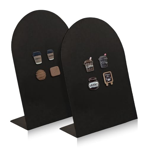 Desk Magnetic Message Board, Metal Bulletin/Memo Board with Magnetic Pen Holder and Flower Pins with Stand, Souvenir/Photo Display Board for Home, Office, Dormitory, Apartment, 8 * 11Inch (Black) - color: Black