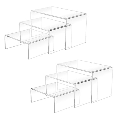 Cerpourt 2 Sets Acrylic Display Risers(4",5",6") Product Stand ((4"x5"x6") Clear Risers)
