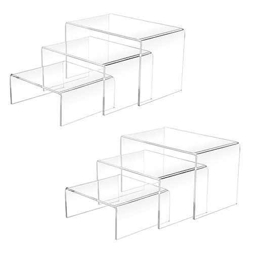 Cerpourt 2 Sets Acrylic Display Risers(4",5",6") Product Stand ((4"x5"x6") Clear Risers)