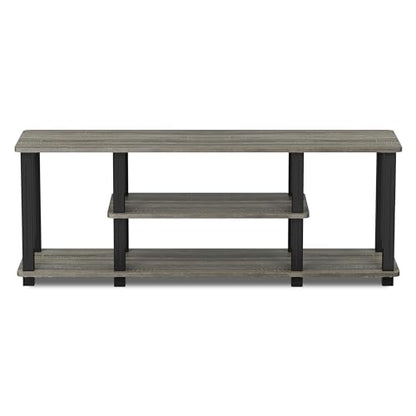 Furinno Turn-N-Tube No Tools 3D 3-Tier Entertainment TV Stand up to 50 inch TV, Square Tubes, French Oak Grey/Black - color: French Oak/Black, size: 50 inch