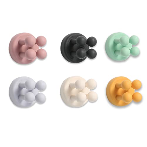 6 Pcs Silicone Waterproof Toothbrush Holders,Multi-Function Self Adhesive Hooks for Hanging Key Clothes Towel Cable for Kitchen Bathroom Home Office Mixed（6pcs） - color: Mixed(6pcs)