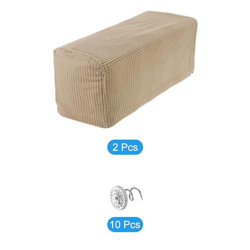 uxcell 2pcs Stretch Armrest Covers for Chairs/Sofas, Couch Arm Covers with Twist Pin, Furniture Protector Slipcovers Sand - color: Sand