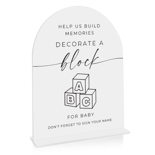 Decorate A Block for Baby Sign Baby Shower Game Decoration Build Memories Sign Shower Reception Event Party Table Desk Acrylic Decor 8x10 Inch - color: decorate a block