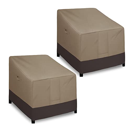 Easy-Going Outdoor Chair Cover Waterproof, Heavy Duty Patio Chair Cover, Windproof Outdoor Furniture Cover with Air Vent (2 Pack-32Wx37Dx31H inch, Camel/Dark Brown) - color: Camel/Dark Brown, size: 2 Pack-32Wx37Dx31H