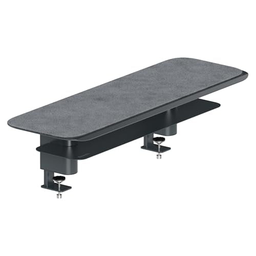 Branch Monitor Stand - Elegant, Durable Powder-Coated Steel Stand with Soft Felt Liner - Small Monitor Riser Second Tier Storage - Installs with a Universal Clamp for Ergonomic Workspace - Charcoal - color: Charcoal, size: Small