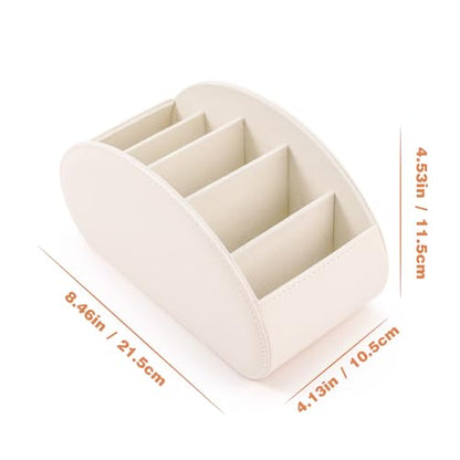 BONNY DODO Remote Control Holders Organizer Box with 5 Compartment PU Leather Multi-functional Office Desk Storage Caddy Store (Begie) - color: Begie