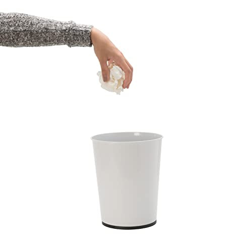 Bath Bliss 5 Liter Small Wastebasket | 2 Pack | Round Open Top | Trash Can | Bathroom | Bedroom | Kitchen | Office | Dorm | Disposal Waste Bin | Garbage | White - color: White, size: 2 Pack