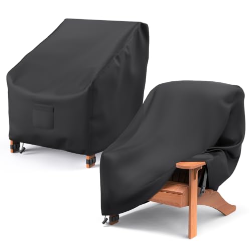 Adirondack Chair Covers for Outdoor Furniture Waterproof 2 Pack, Lawn Outdoor Chair Covers Heavy Duty Oxford Cloth, Large Covers for Lounge Lawn Deep Seat 32" W x 34" D x 36" H, Black - color: Black, size: 32" W x 34" D x 36" H