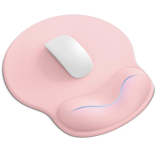 Mouse Pad with Wrist Rest, Ergonomic Mouse Pads for Desk, Office Non-Slip Mousepad with Gel Wrist Support(Coral Pink, 10.6''L x 9''W) - color: Coral Pink