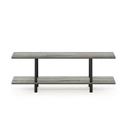 Furinno Turn-N-Tube 2-Tier Multipurpose Wide Shelf, French Oak Grey/Black - color: French Oak/Black, style: 2-Tiers