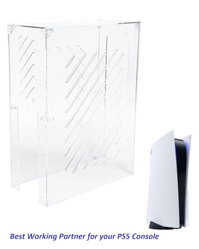 Clear Acrylic Protective Cover for PS5 Console,Transparent Lucite Case Compatible with Sony PlayStation 5 Pro/Slim/Disc/Digital,Simple Self-Assembly Vertical Protection Box(12"L x 5.7"W x 16.3"H) - size: Vertical Protective Cover-12.1"L x 5.8"W x 16.4"H
