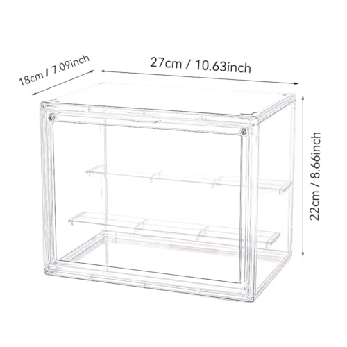 BOHOIDEE 3 Tiers Clear Display Case with Lights, Acrylic Storage Organizers Box with Magnetic Door, Acrylic Dustproof Showcase for Collectibles Action Figure - size: Tabletop Medium+Light