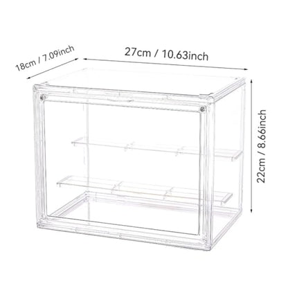 BOHOIDEE 3 Tiers Clear Display Case with Lights, Acrylic Storage Organizers Box with Magnetic Door, Acrylic Dustproof Showcase for Collectibles Action Figure - size: Tabletop Medium+Light