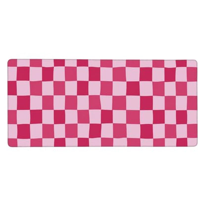 Pink Purple Checkerboard Mouse Pad Large Desk Mat for Keyboard and Mouse Non-Slip Gaming Mousepad Office Desk Accessories for Computer 35.4x15.7Inch - color: Pink Purple Checkerboard