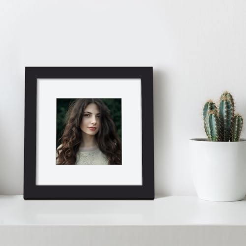 upsimples 6x6 Picture Frame, Display Pictures 4x4 with Mat or 6 x 6 Without, Wall Hanging Square Frames, Black, 1 Pack - color: Black, size: 6x6