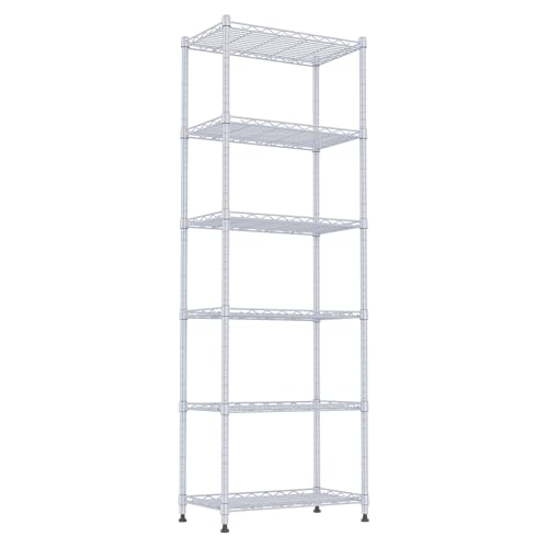 REGILLER 6 Wire Shelving Steel Storage Rack Adjustable Unit Shelves for Laundry Bathroom Kitchen Pantry Closet(Silver,11.7" D x 21.4" W x 63" H) - color: Silver, size: 6tier 11.7"D x 21.4"W x 63"H