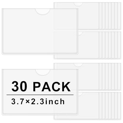30 Pack Self-Adhesive Index Card Pockets with Top Open for Loading - Ideal Index Card Holder for Organizing and Protecting - Crystal Clear Plastic(3.7 x 2.3 Inches) - size: 3.7 x 2.3 Inches