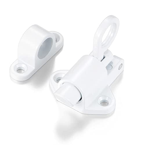 INIRET 2 Packs Self-Closing Latches，White Spring Door Lock，Resilient Bolt Latch Aluminum Alloy Safety Automatic Spring Barrel Door Lock with Screws，Used for Wooden Door，Wooden Window and Cabinet etc - color: White
