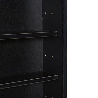 HOMCOM 5-Tier Display Cabinet, Glass Door Cabinet with Adjustable Shelves, Wall-Mounted Display Case for Playroom, Bedroom, Black - color: Black