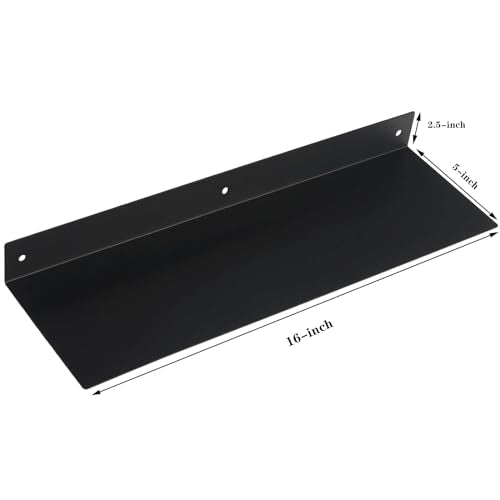 Linear Floating Shelf Wall Mounted Metal Shelves Heavy Duty Industrial Modern Steel Black Linear Metal Wall Shelf Display Shelves for Decorative for Modern Farmhouse Living Room (5-inch X 16-inch) - size: 5"*16"