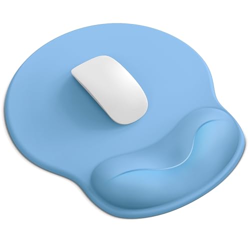 Mouse Pad with Wrist Rest, Ergonomic Mouse Pads for Desk, Office Non-Slip Mousepad with Gel Wrist Support(Denim Blue, 10.6''L x 9''W) - color: Denim Blue