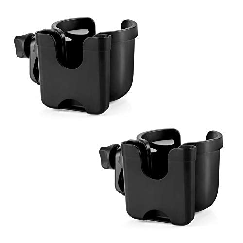 Accmor Stroller Cup Holder with Phone Holder, Bike Cup Holder, Universal Cup Holder for Uppababy Nuna Doona Strollers, 2-in-1 Cup Holder for Walker, Wheelchair, Scooter - color: All Black & All Black