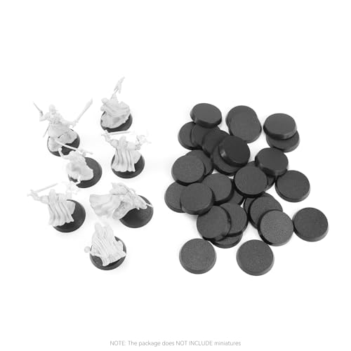 100PCS 25mm/0.98inch Textured Plastic Black Round Miniature Bases, Model Base for Gaming Miniatures or Wargames Table Top Games - color: 25mm-100pcs-black
