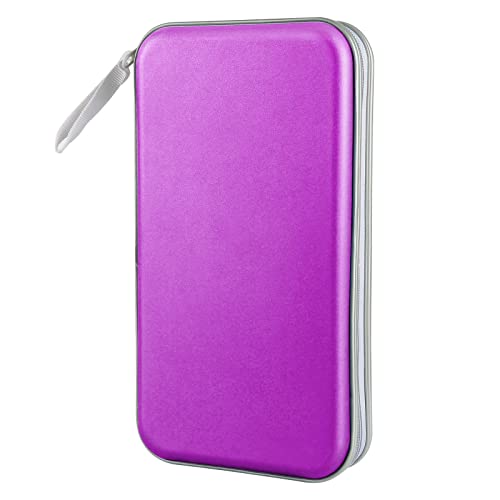 Siveit CD/DVD Case Holder, 80 Capacity Hard Plastic Disc Cases Storage Binder for Car, Home, Office, Travel (Purple) - color: Purple