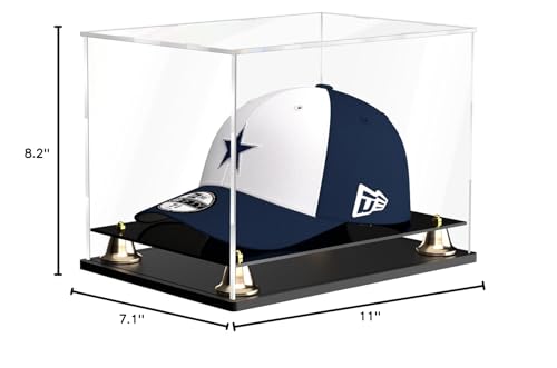 Hat Display Case Clear Acrylic Hat Display Box Assemble Baseball Cap Holder for Signed Memorabilia Cap Storage with Metal Bell Base (11x8.2x7.1 inch) - size: 11 x 8.2 x 7.1 inch