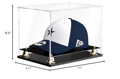 Hat Display Case Clear Acrylic Hat Display Box Assemble Baseball Cap Holder for Signed Memorabilia Cap Storage with Metal Bell Base (11x8.2x7.1 inch) - size: 11 x 8.2 x 7.1 inch