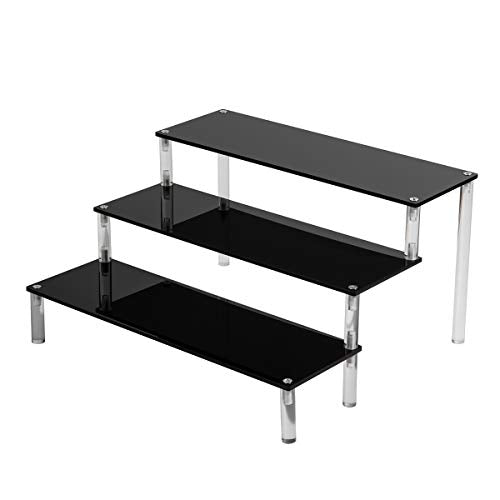 BYCY Black Acrylic Display Stand Perfume Display Stand, 3 Tier Desserts Holder,3 Tier Cupcake Display Risers Steps for Organizer and Decoration - color: Black