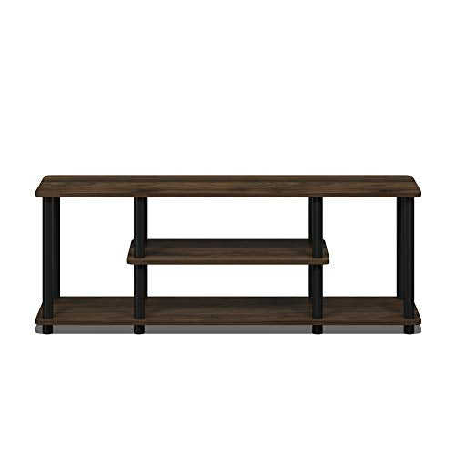 Furinno Turn-N-Tube No Tools 3D 3-Tier Entertainment TV Stand up to 50 inch TV, Round Tubes, Columbia Walnut/Black - color: Columbia Walnut/Black, size: 50 inch