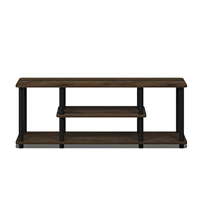 Furinno Turn-N-Tube No Tools 3D 3-Tier Entertainment TV Stand up to 50 inch TV, Round Tubes, Columbia Walnut/Black - color: Columbia Walnut/Black, size: 50 inch