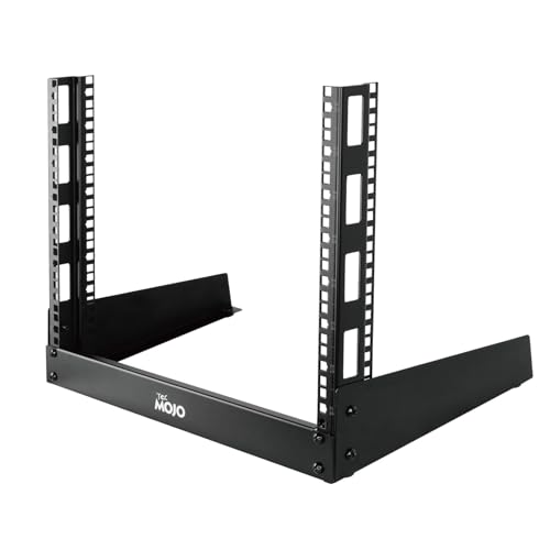 Tecmojo 2 Post 8U Desktop Server Rack Small Open Frame Rack for 19in AV/Data/Audio/Studio Equipment Free Standing Home/Office Rack,Square Hole - size: 8U/Square Hole