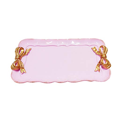 Kichvoe Retro Bowknot Jewelry Tray 7.87X4.72 Inch Resin Decorative Dessert Plate for Rings Earrings Keys Home Vanity Organizer