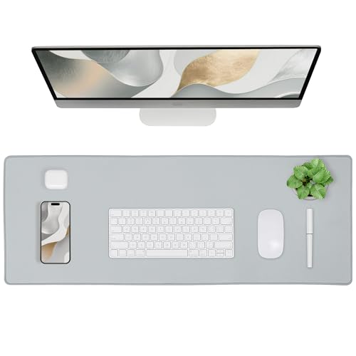 ALOANES Waterproof Gaming Mousepad Large Mouse Mat Non-Slip Rubber Base | Desk pad Keyboard Desk Mat for Computer, Office Home, Gray Mat Large(27.6"x11.8"x0.12") - color: 00- Gray, size: 27.6L x 11.8W inches