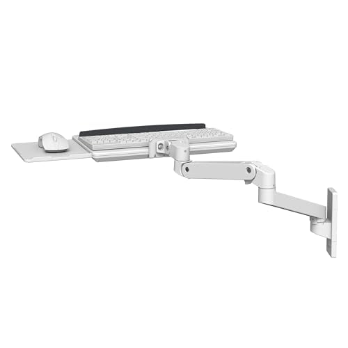 Ergotron – Upgraded LX Pro Premium Keyboard Arm, Wall Mount Adjustable Keyboard Tray – White - color: White